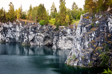 Fototapeta na wymiar Marble quarry flooded in past in Karelia