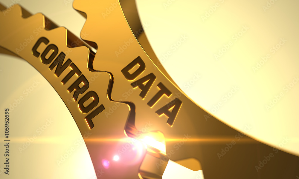 Poster data control - illustration with glow effect and lens flare. data control on mechanism of golden met