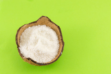 Coconut powder in coconut shell