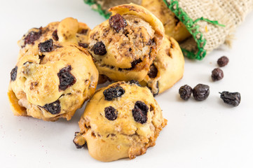 Homemade cookies with aronia and cranberries