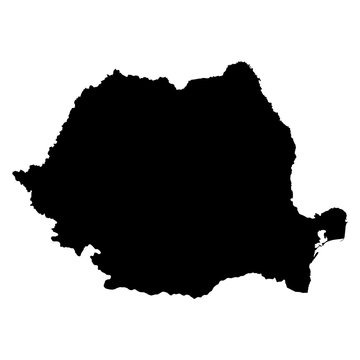 Romania black map on white background vector