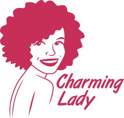 charming lady simple logotype magenta