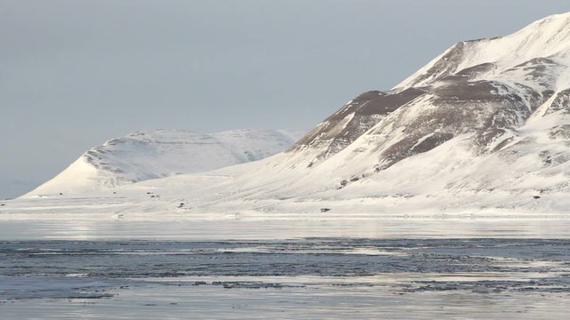 Ice coast of the Arctic Ocean. The surroundings of Longyearbyen, Svalbard. Norway. March