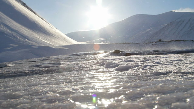 Beauty of ice mountains. The surroundings of Longyearbyen, Svalbard. Norway.
A Sunny day in March. Timelapse. 
A Sunny day in March. Timelapse. 