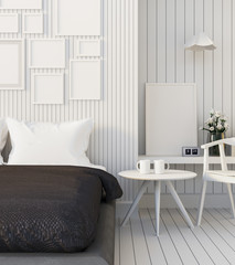 Simple Bedroom for Mock up Interior / 3D render image