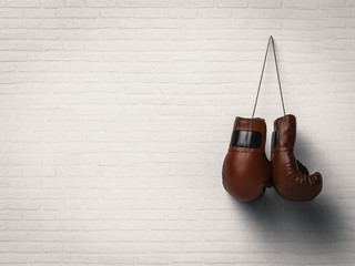 boxing gloves on white wall