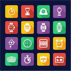 Clock Icons Set 2 Flat Design 
