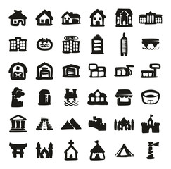 Buildings Icons Freehand Fill