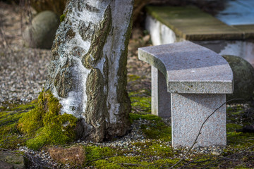 Stone bench in a garden
