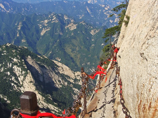 View from The Danger trail of Mount Huashan, China.