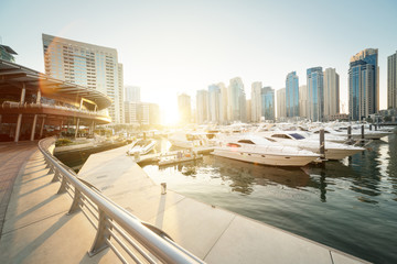 Fototapeta na wymiar Dubai Marina at sunset, United Arab Emirates