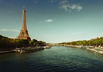 Seine in Paris with Eiffel tower