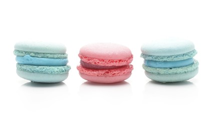 colorful macaroons on white background