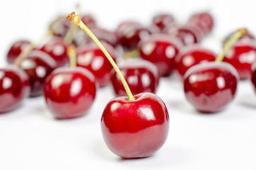 Heart shaped cherry berry isolated on white background cutout
