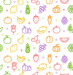 Fruits and Vegetables Background Pattern. Vector