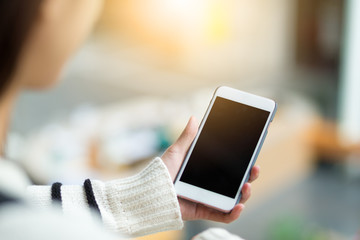 Woman hold with cellphone