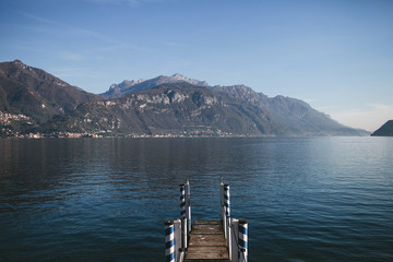 small pier near a mountain lake Como