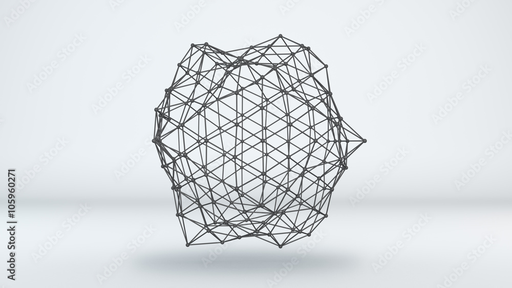 Poster futuristic network shape 3d render