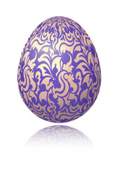 Bright blue Easter egg with gold decorative floral branch