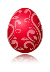 Bright red Easter egg with decorative floral branch