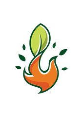 Naklejka premium Green Organic Fire Flame Gas Renewable Energy