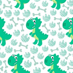 Dinosaur Rex vector seamless pattern.