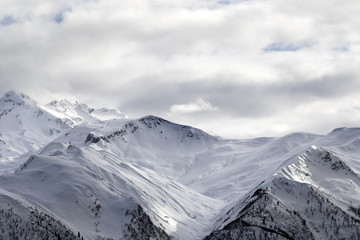 Evening sunlight mountains in haze