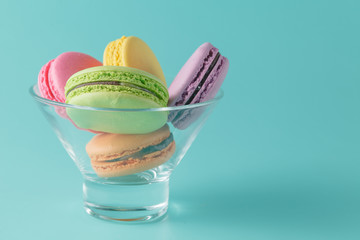 Colorful maacarons in a cocktail glass