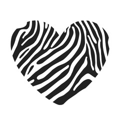 Heart shape, painted in the coloring Zebra