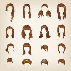 Set of female brown hair