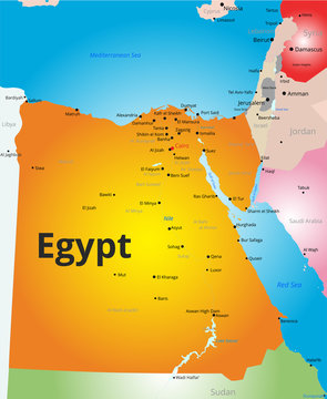 Vector color map of Egypt 