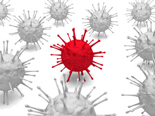 Abstract Red Virus Cell On White Background