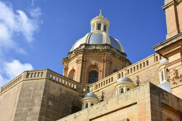 Fototapeta na wymiar Dome of St Mary’s Parish Church in Dingli, Malta.