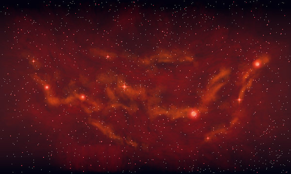 Beautiful space with red nebula, realistic vector - EPS 10