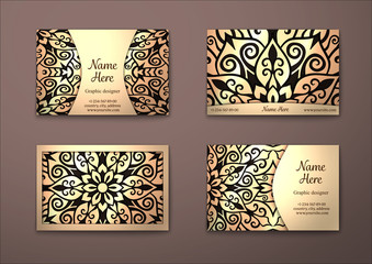Vector vintage visiting card set.