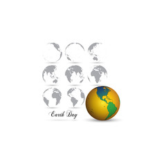 Earth Day background with the words and world globes. Vector illustration