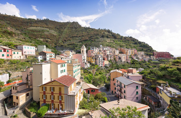 Fototapeta premium Manarola, Cinque Terre, Italy. Vineyard valley