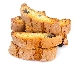 Kantuchchi with Almonds and Raisins, Biscotti ISokated on White