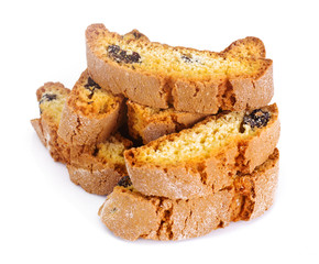 Kantuchchi with Almonds and Raisins, Biscotti ISokated on White