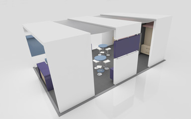 Exhibition Stand in white and blue  colors