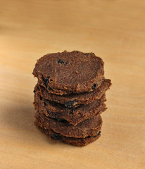 stack of raw food flax cookies with raisins