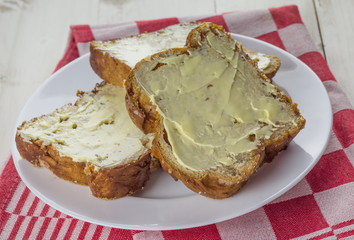 Traditional dutch sugar bread with butter