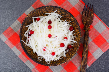 Dietary Salad from Daikon and Cranberry  Health Food
