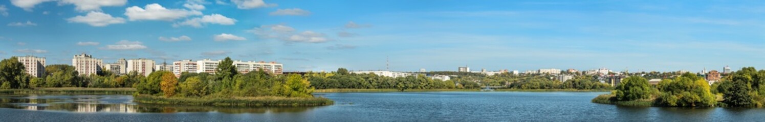 Fototapeta na wymiar Panorama of the city Ulyanovsk on banks of river Sviyaga