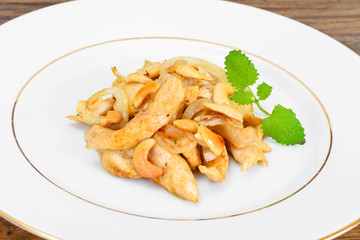 Chicken with Cashew Nuts and Soy Sauce. Asian Cuisine