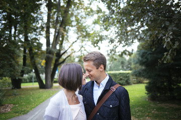 Fototapeta premium Joung couple in love outside lovestory