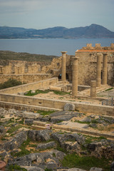 Ruins of Lindos castle on Rhodes island in Greece
