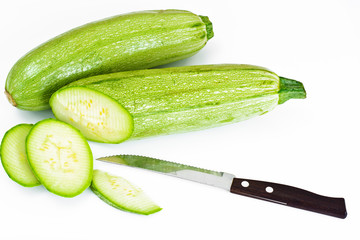 Fresh Green Zucchini on White Background