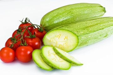 Fresh Green Zucchini on White Background