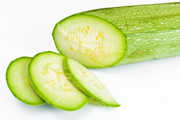 Fresh Green Zucchini on White Background